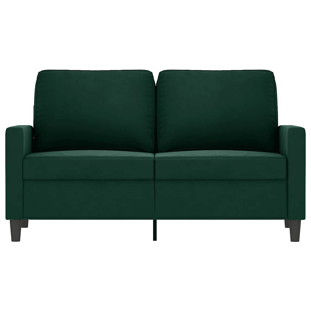 vidaXL Sofa 2-osobowa, ciemnozielona, 120 cm, tapicerowana aksamitem
