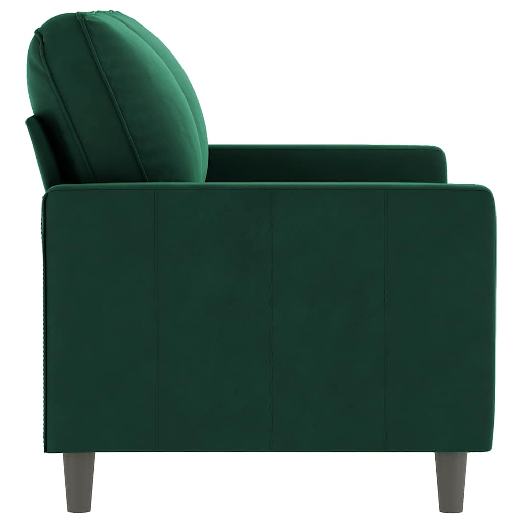vidaXL Sofa 2-osobowa, ciemnozielona, 120 cm, tapicerowana aksamitem