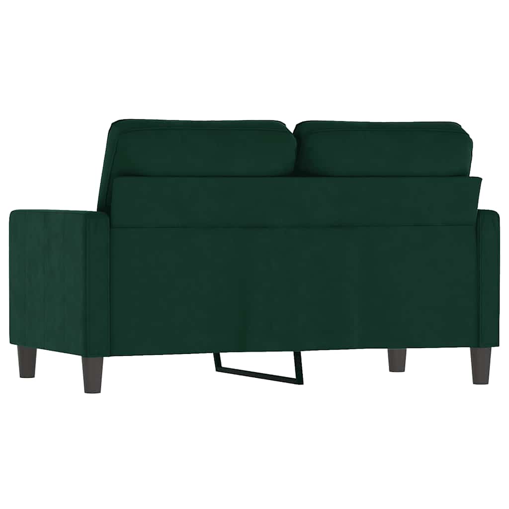 vidaXL Sofa 2-osobowa, ciemnozielona, 120 cm, tapicerowana aksamitem