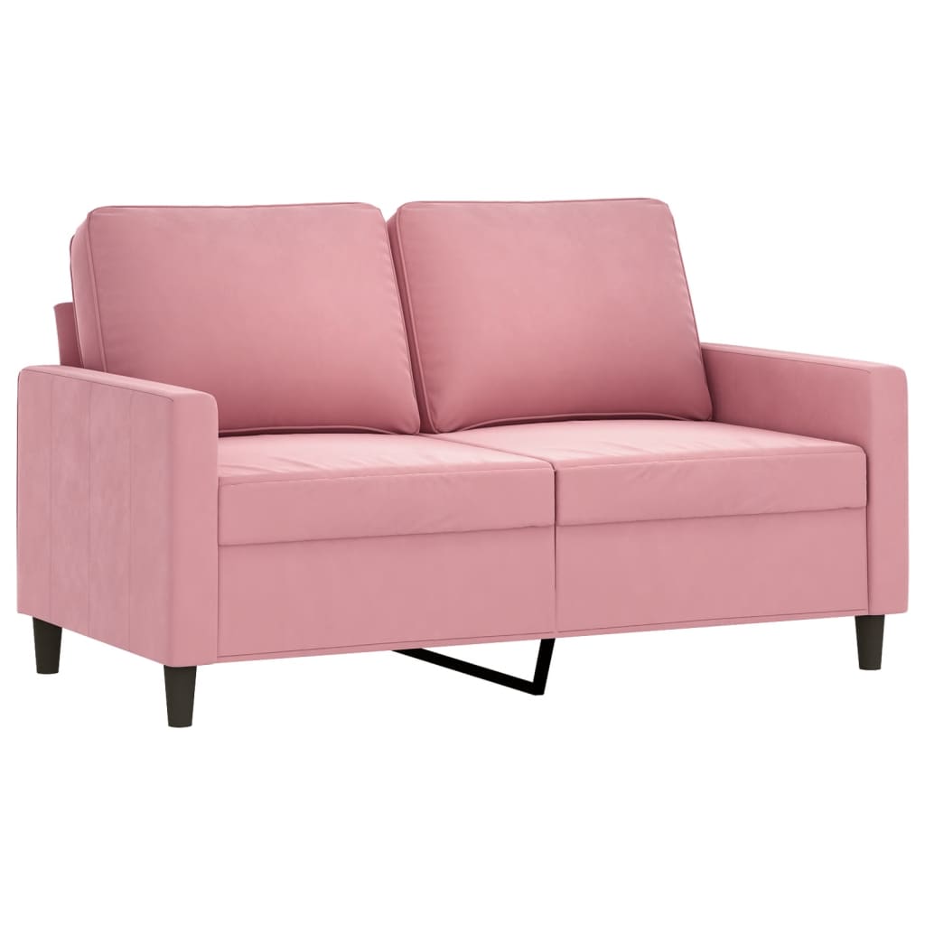 vidaXL Sofa 2-osobowa, różowy, 120 cm, tapicerowana aksamitem