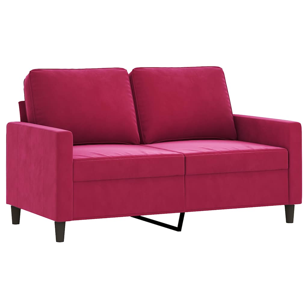 vidaXL Sofa 2-osobowa, winna czerwień, 120 cm, tapicerowana aksamitem