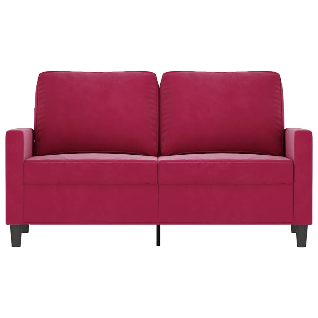 vidaXL Sofa 2-osobowa, winna czerwień, 120 cm, tapicerowana aksamitem