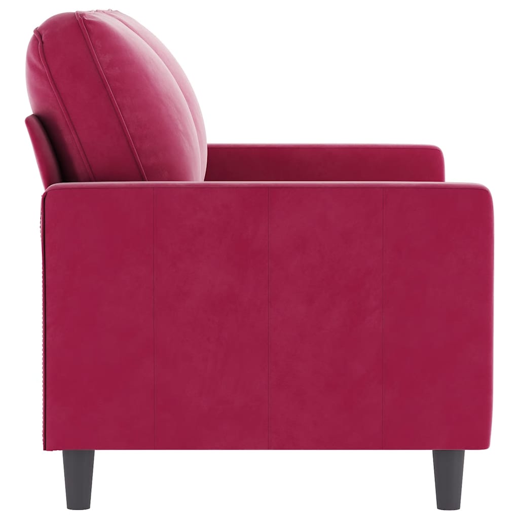 vidaXL Sofa 2-osobowa, winna czerwień, 120 cm, tapicerowana aksamitem