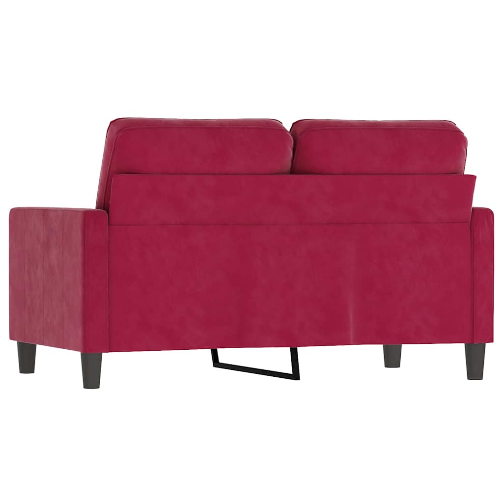 vidaXL Sofa 2-osobowa, winna czerwień, 120 cm, tapicerowana aksamitem