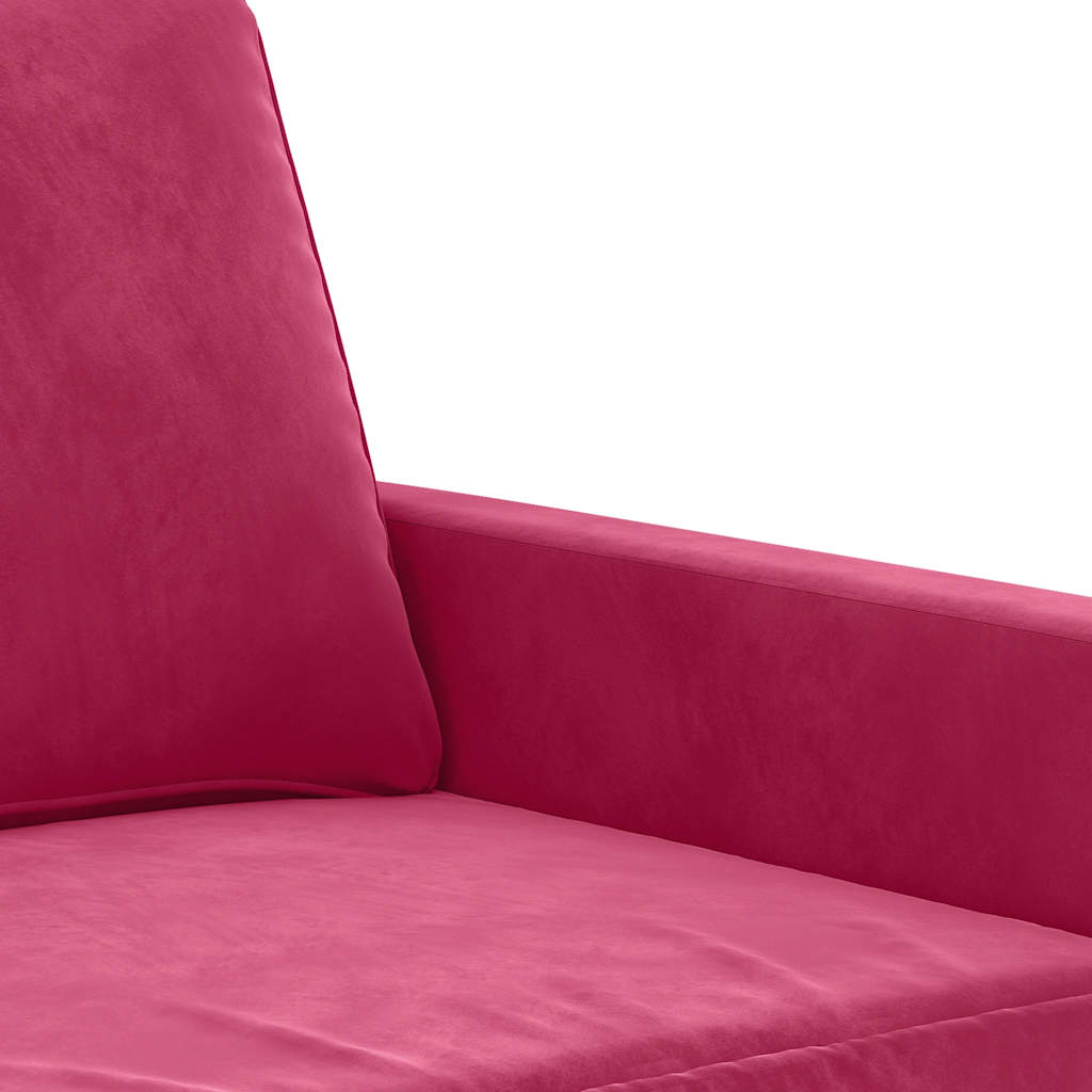 vidaXL Sofa 2-osobowa, winna czerwień, 120 cm, tapicerowana aksamitem