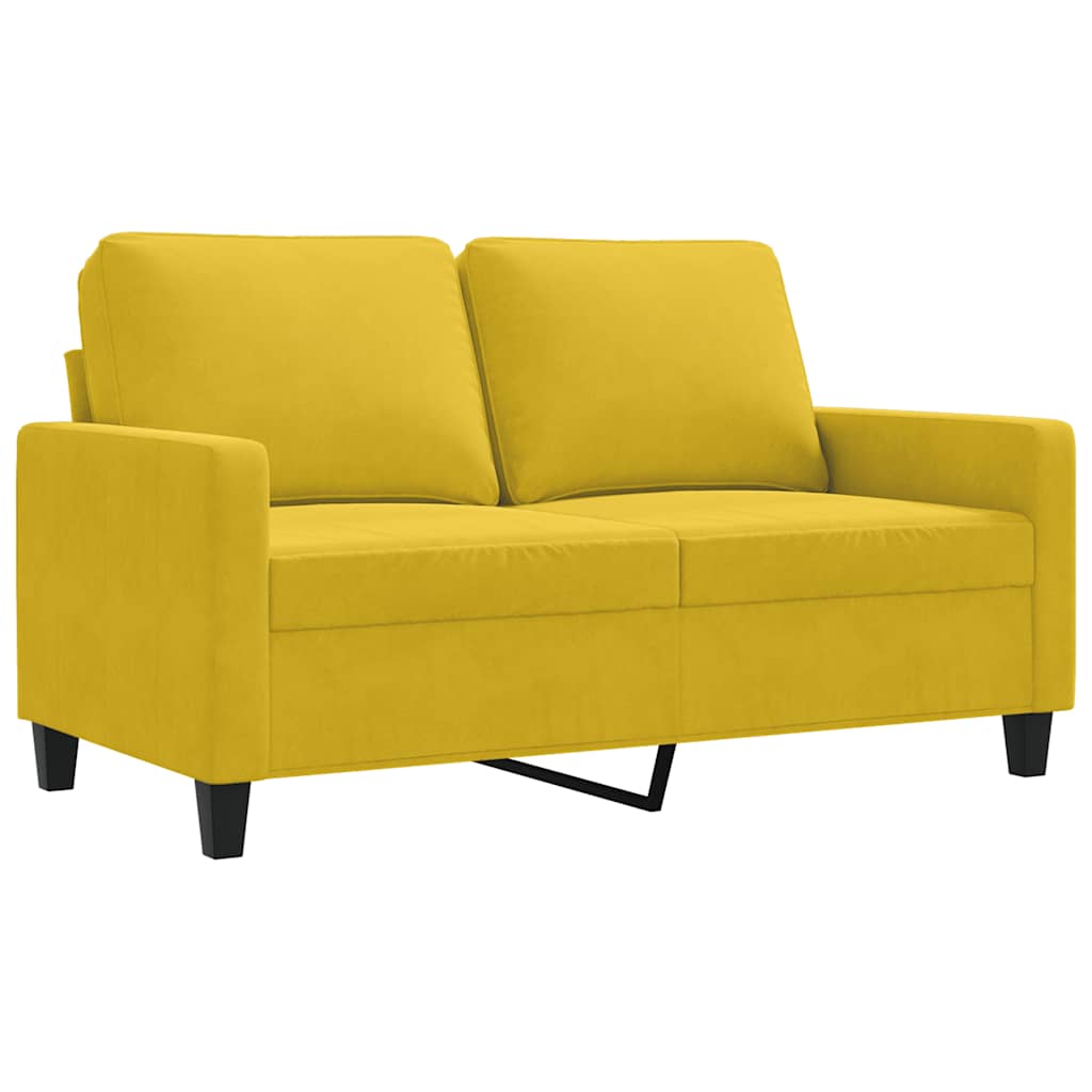 vidaXL Sofa 2-osobowa, żółta, 120 cm, tapicerowana aksamitem