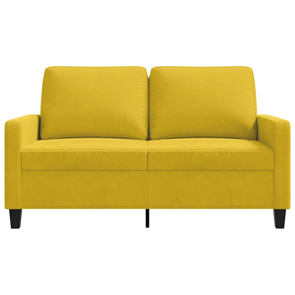 vidaXL Sofa 2-osobowa, żółta, 120 cm, tapicerowana aksamitem