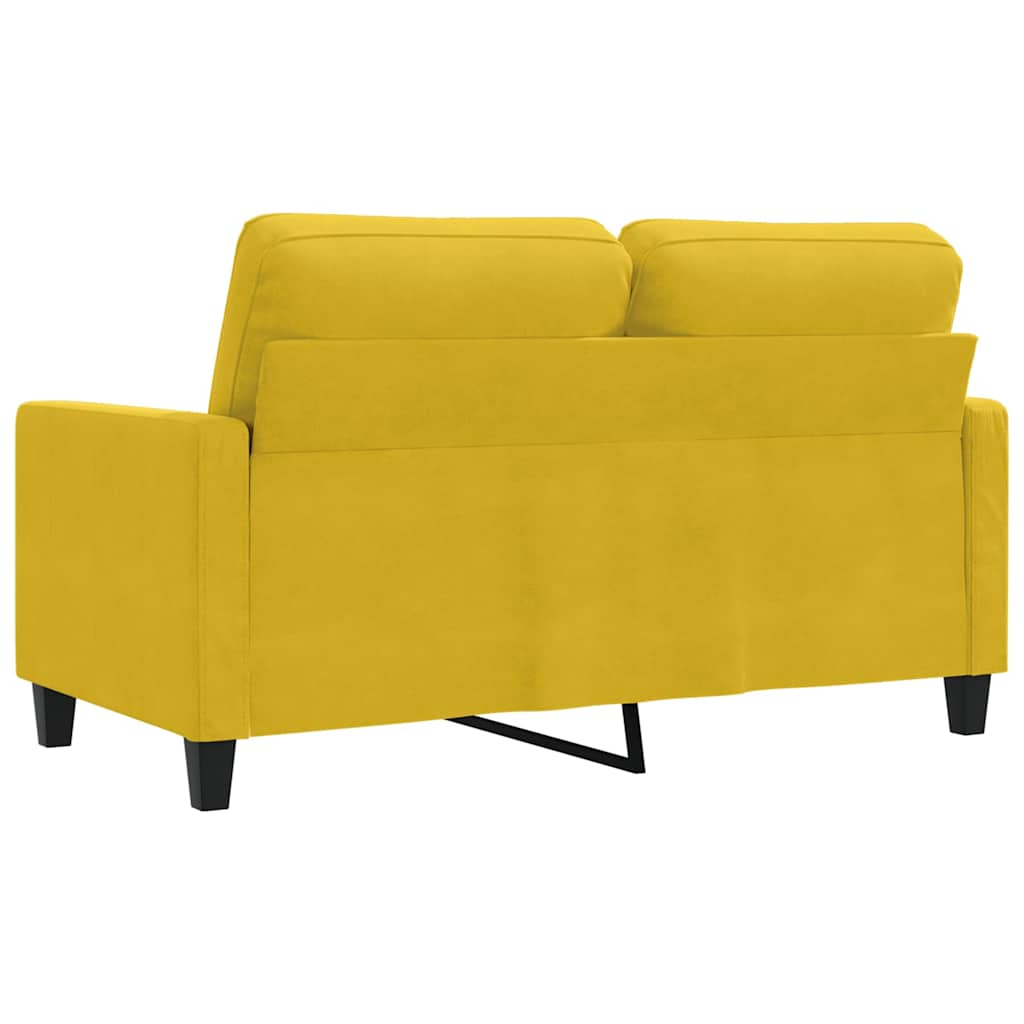 vidaXL Sofa 2-osobowa, żółta, 120 cm, tapicerowana aksamitem