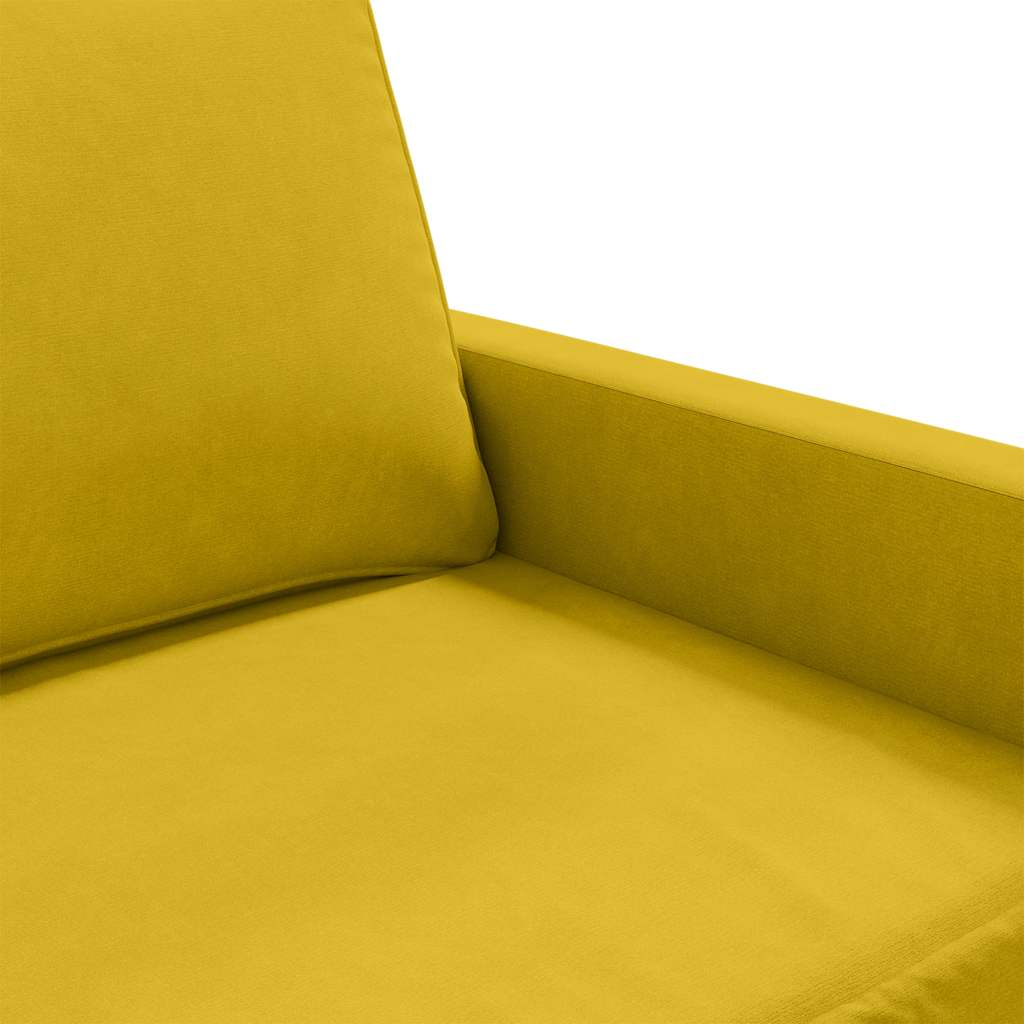 vidaXL Sofa 2-osobowa, żółta, 120 cm, tapicerowana aksamitem