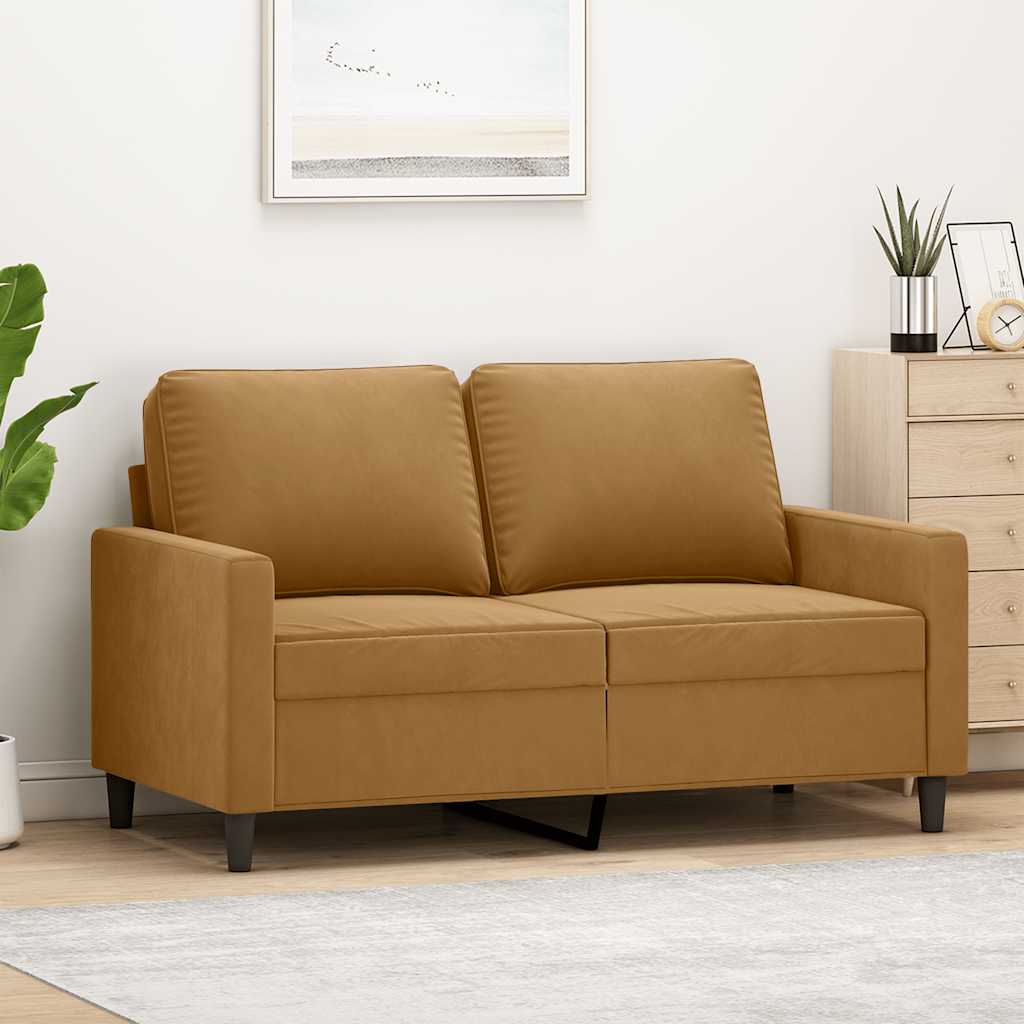 vidaXL Sofa 2-osobowa, brązowy, 120 cm, tapicerowana aksamitem
