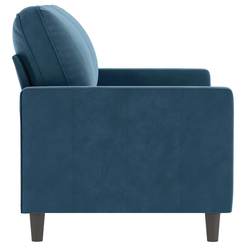vidaXL Sofa 2-osobowa, niebieski, 120 cm, tapicerowana aksamitem