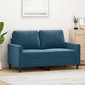 vidaXL Sofa 2-osobowa, niebieski, 120 cm, tapicerowana aksamitem
