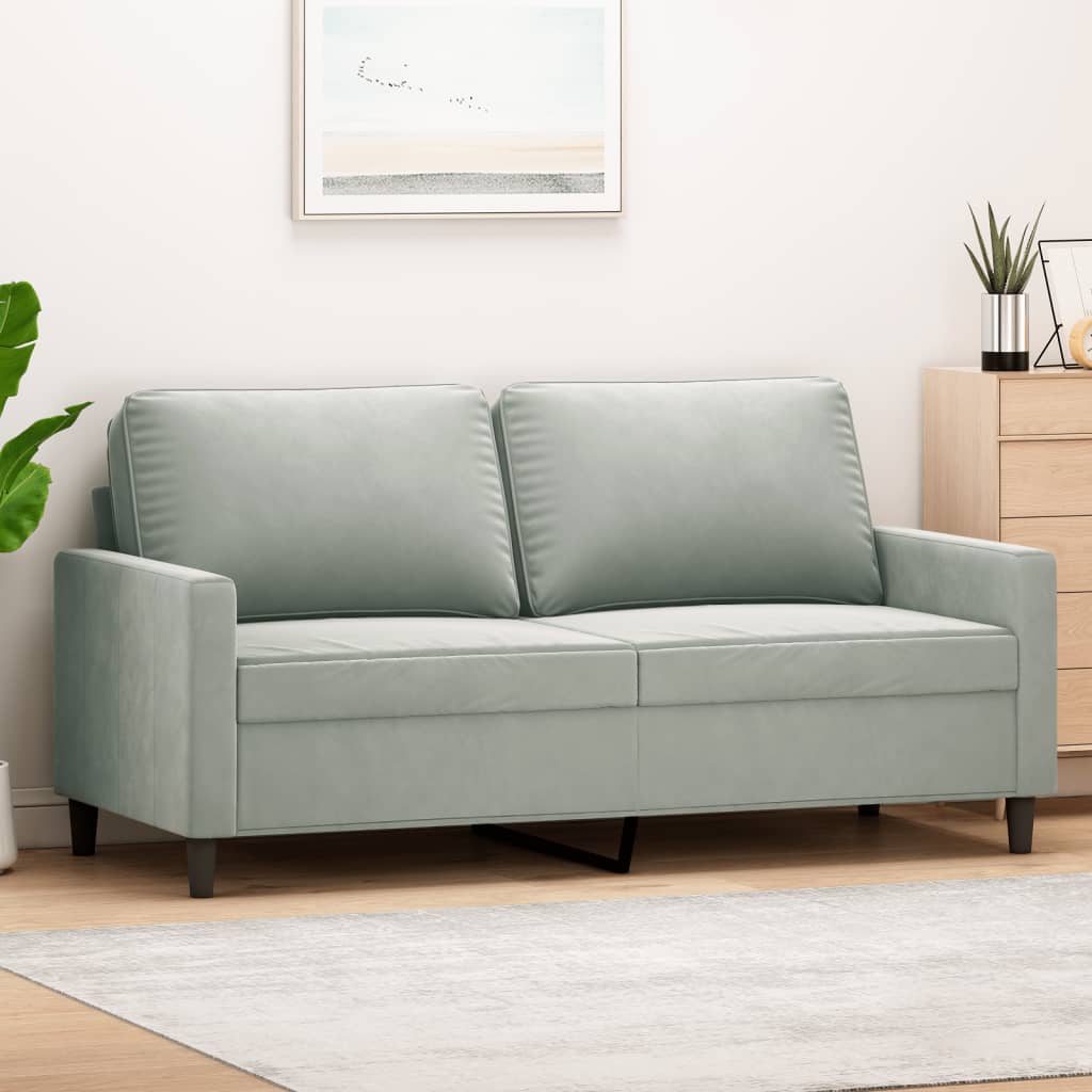 vidaXL Sofa 2-osobowa, jasnoszara, 140 cm, tapicerowana aksamitem