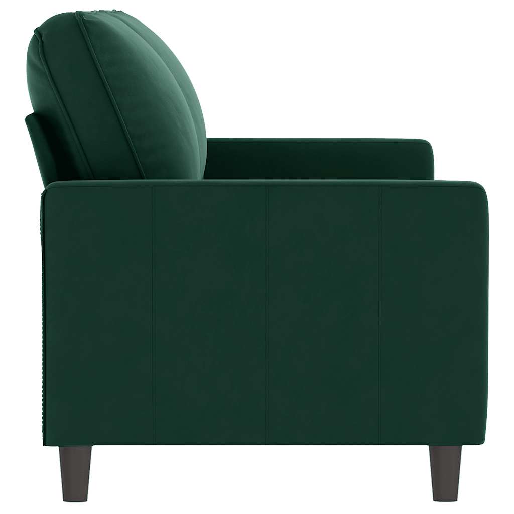 vidaXL Sofa 2-osobowa, ciemnozielona, 140 cm, tapicerowana aksamitem