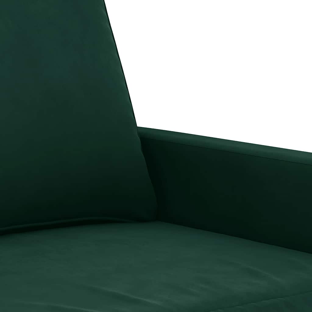vidaXL Sofa 2-osobowa, ciemnozielona, 140 cm, tapicerowana aksamitem