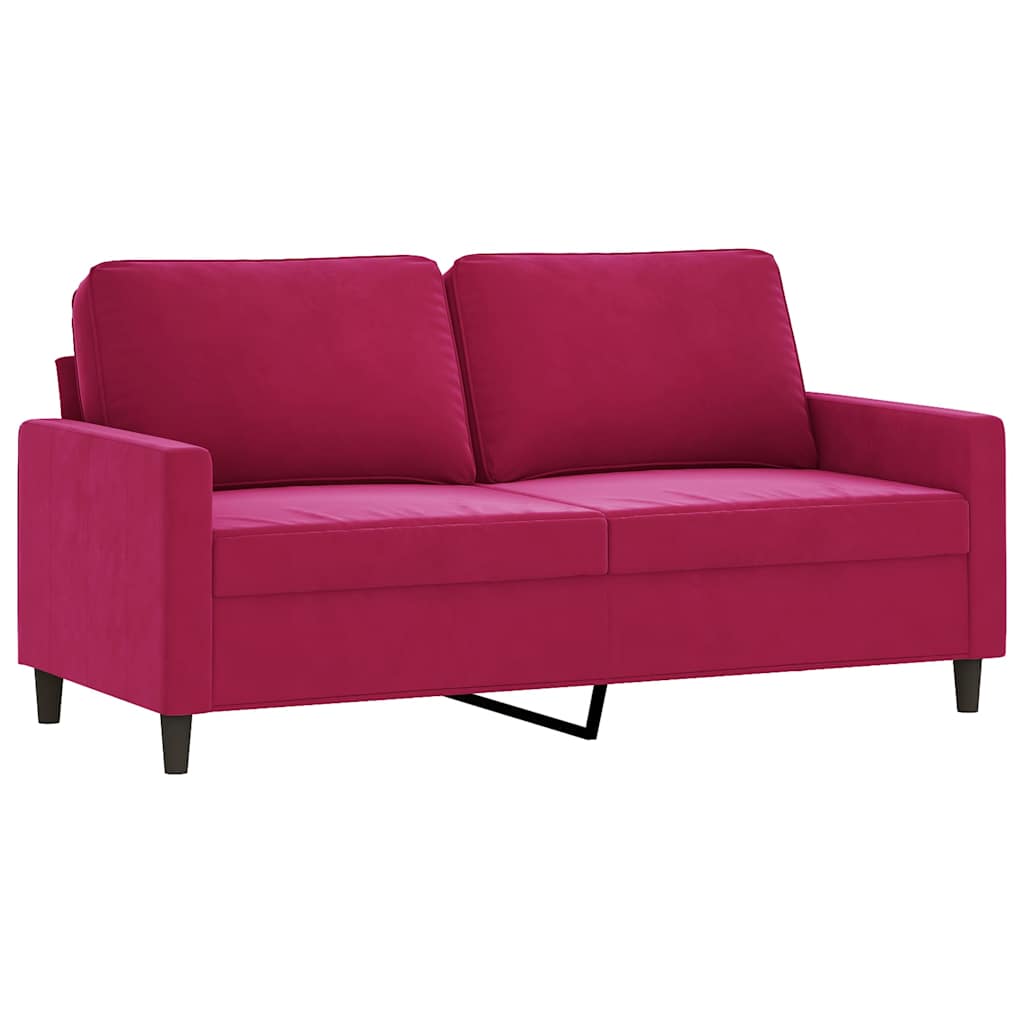vidaXL Sofa 2-osobowa, winna czerwień, 140 cm, tapicerowana aksamitem