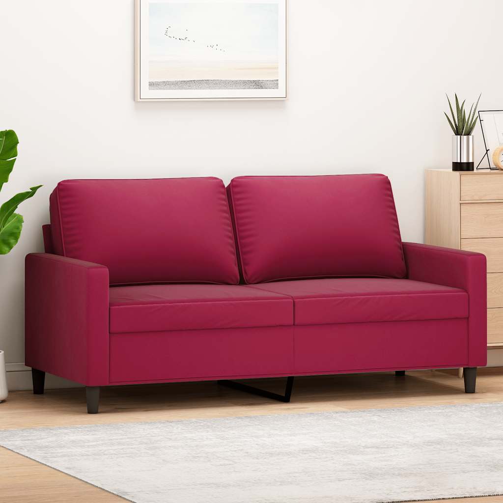 vidaXL Sofa 2-osobowa, winna czerwień, 140 cm, tapicerowana aksamitem