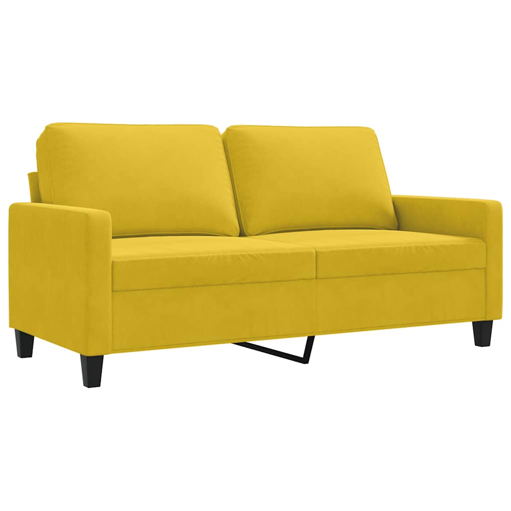 vidaXL Sofa 2-osobowa, żółta, 140 cm, tapicerowana aksamitem