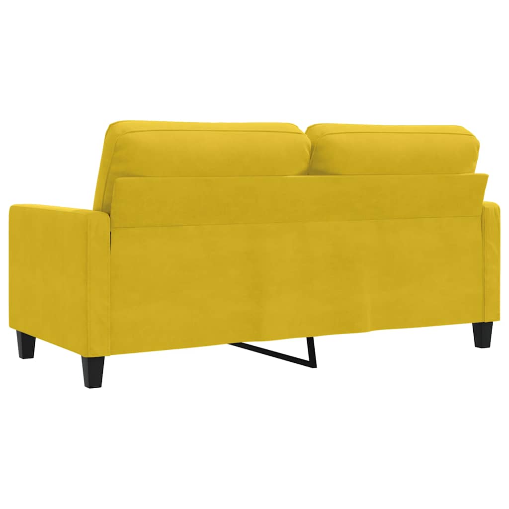 vidaXL Sofa 2-osobowa, żółta, 140 cm, tapicerowana aksamitem