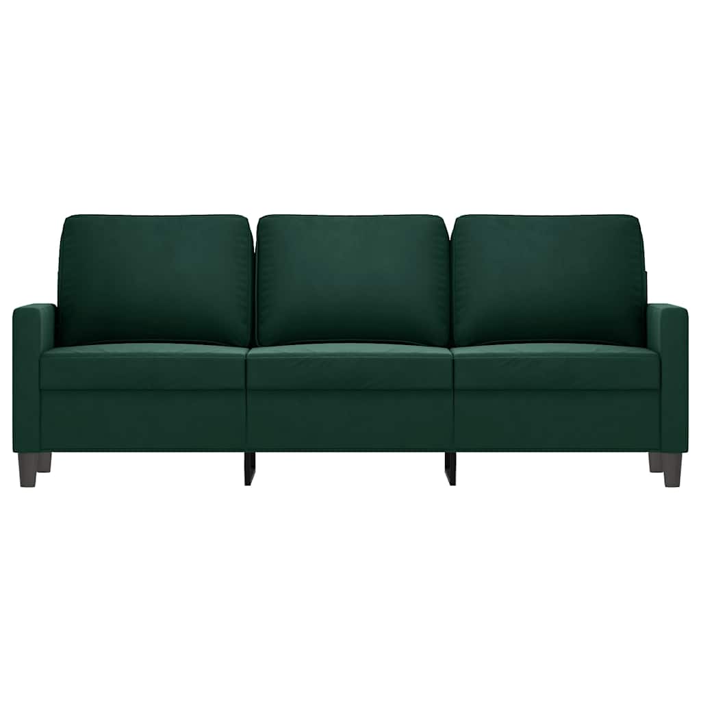 vidaXL Sofa 3-osobowa, ciemnozielony, 180 cm, obita aksamitem