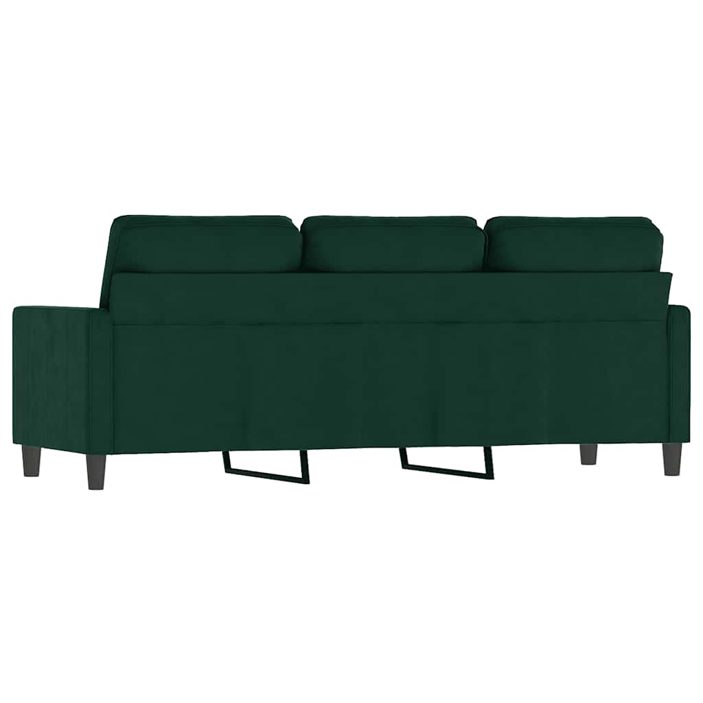 vidaXL Sofa 3-osobowa, ciemnozielony, 180 cm, obita aksamitem