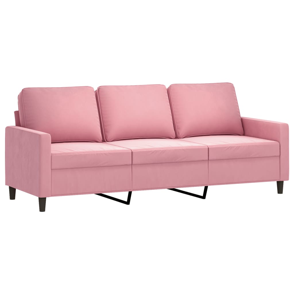 vidaXL Sofa 3-osobowa, różowa, 180 cm, obita aksamitem