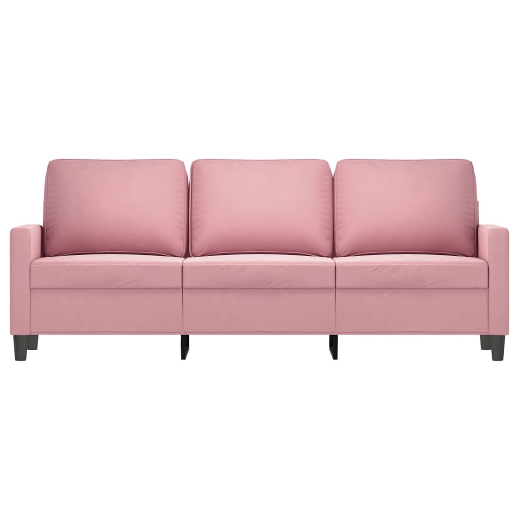vidaXL Sofa 3-osobowa, różowa, 180 cm, obita aksamitem