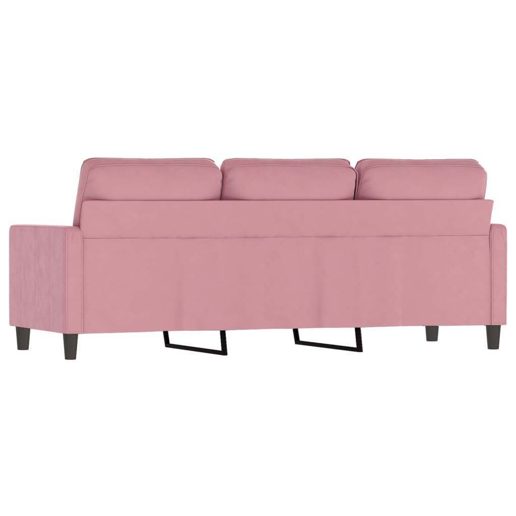 vidaXL Sofa 3-osobowa, różowa, 180 cm, obita aksamitem