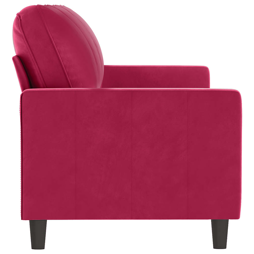 vidaXL Sofa 3-osobowa, winna czerwień, 180 cm, obita aksamitem