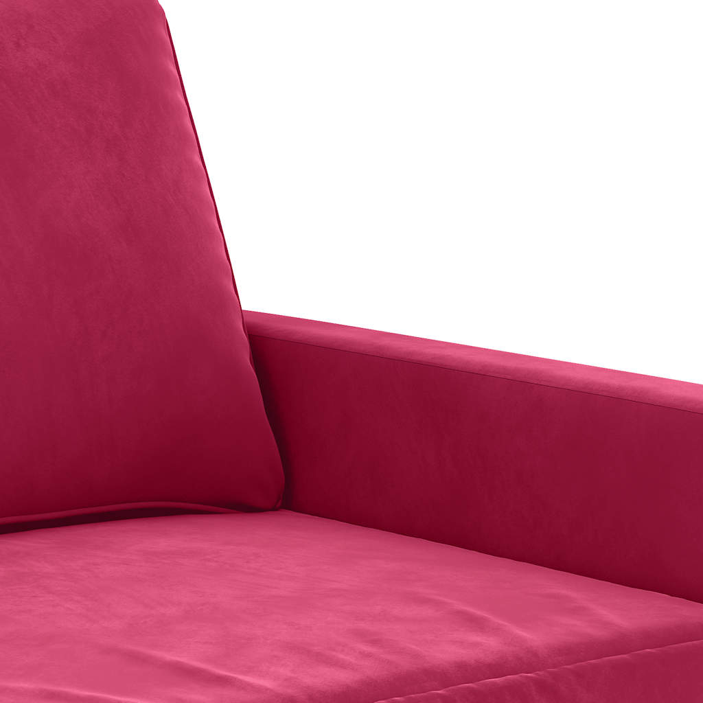 vidaXL Sofa 3-osobowa, winna czerwień, 180 cm, obita aksamitem