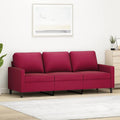 vidaXL Sofa 3-osobowa, winna czerwień, 180 cm, obita aksamitem