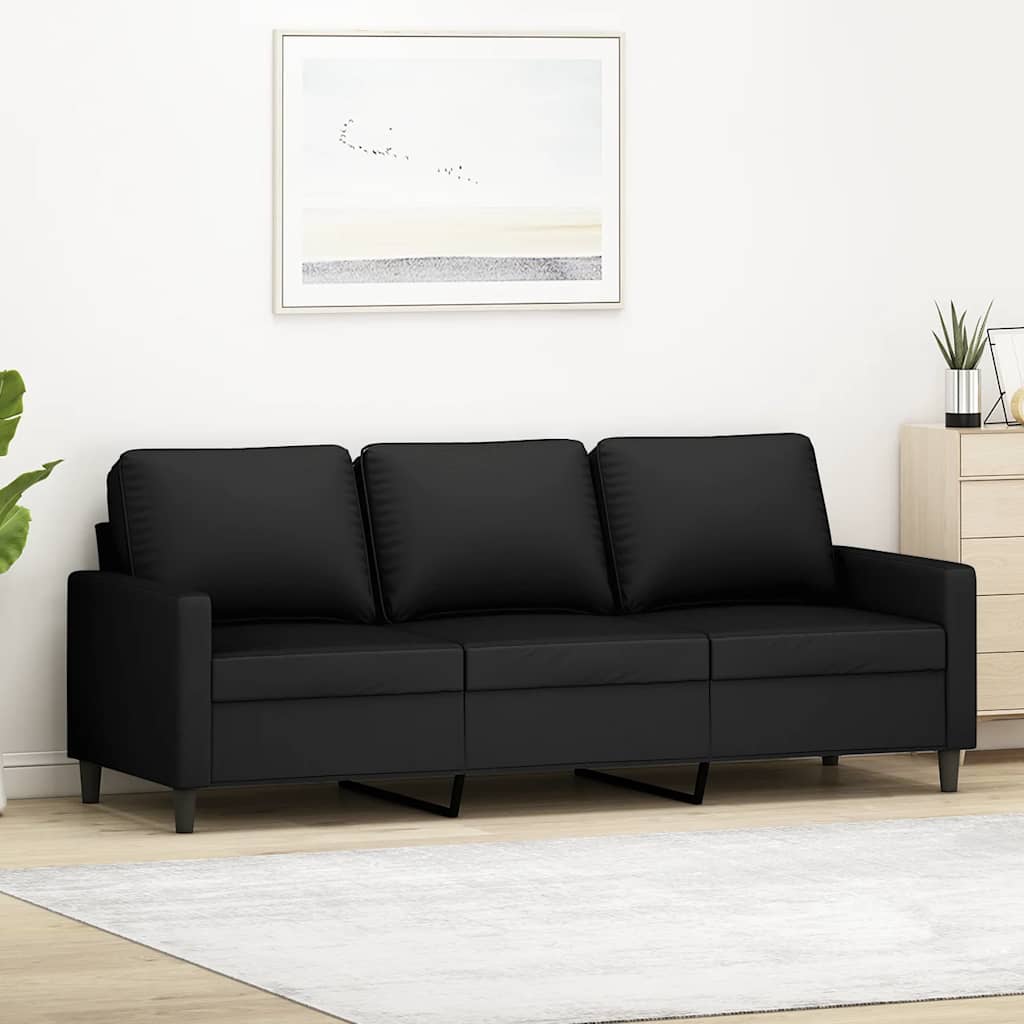vidaXL Sofa 3-osobowa, czarny, 180 cm, tapicerowana aksamitem
