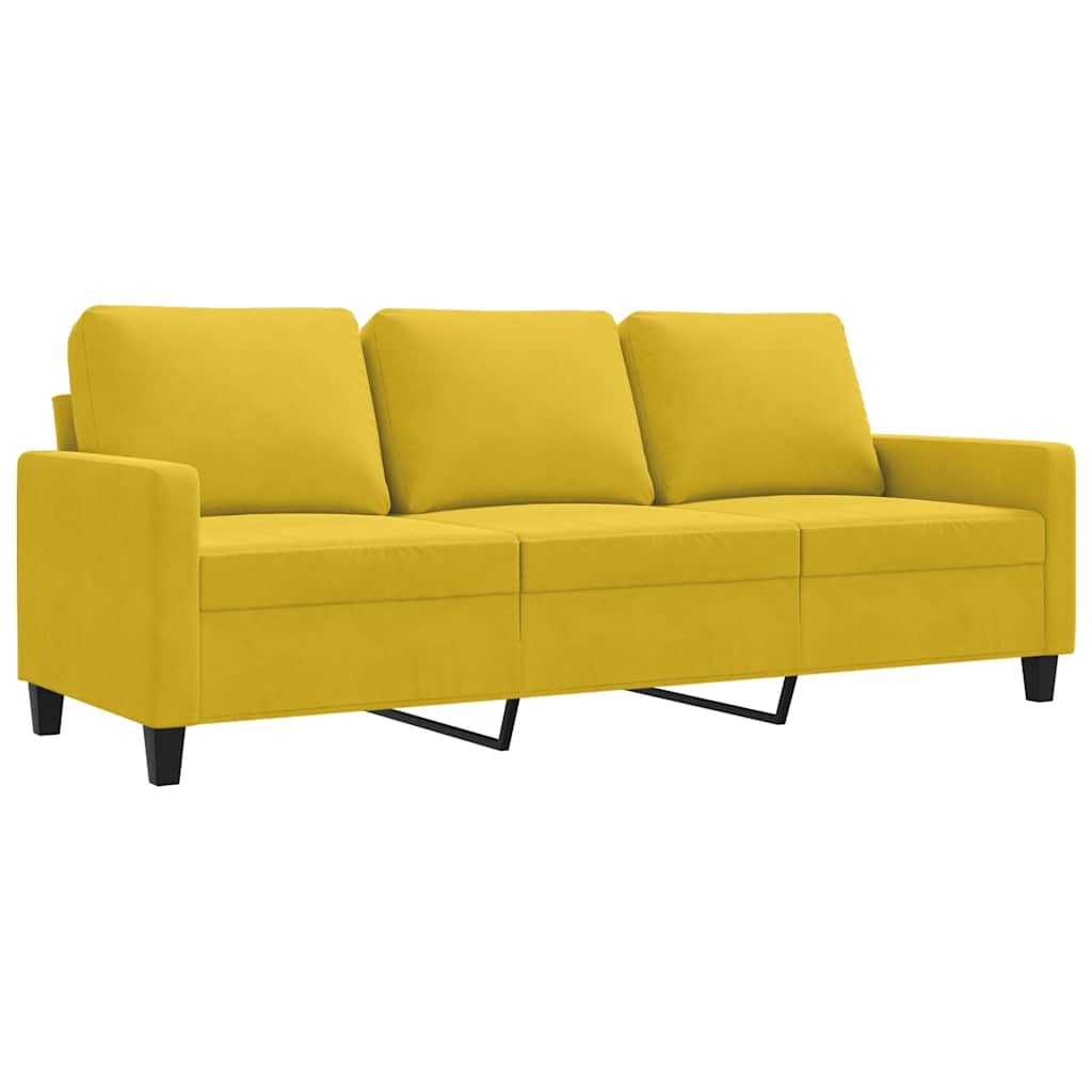 vidaXL Sofa 3-osobowa, żółty, 180 cm, tapicerowana aksamitem