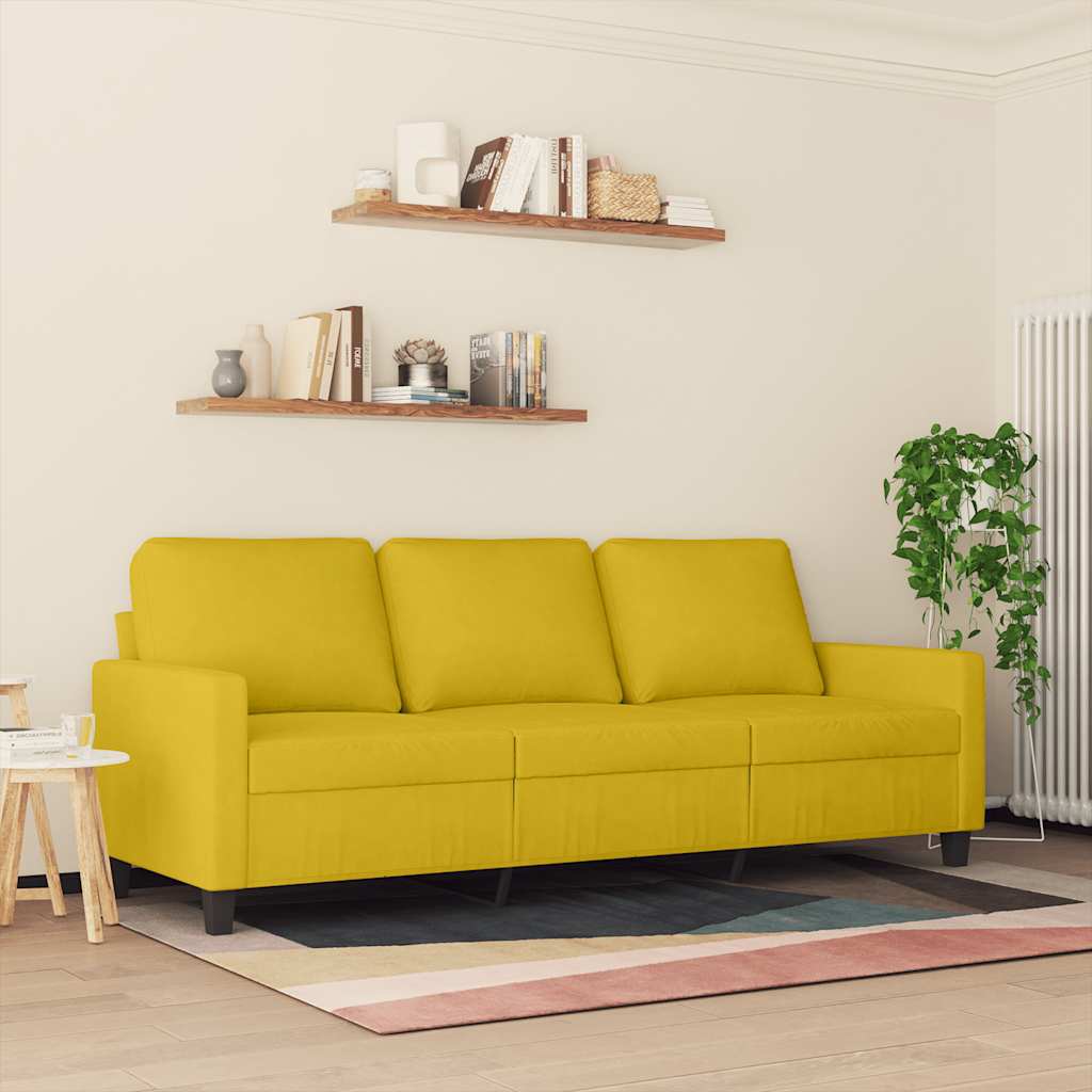 vidaXL Sofa 3-osobowa, żółty, 180 cm, tapicerowana aksamitem