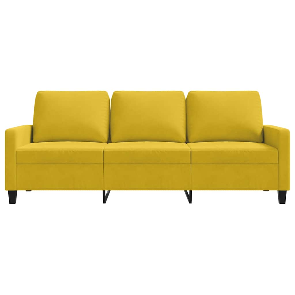 vidaXL Sofa 3-osobowa, żółty, 180 cm, tapicerowana aksamitem