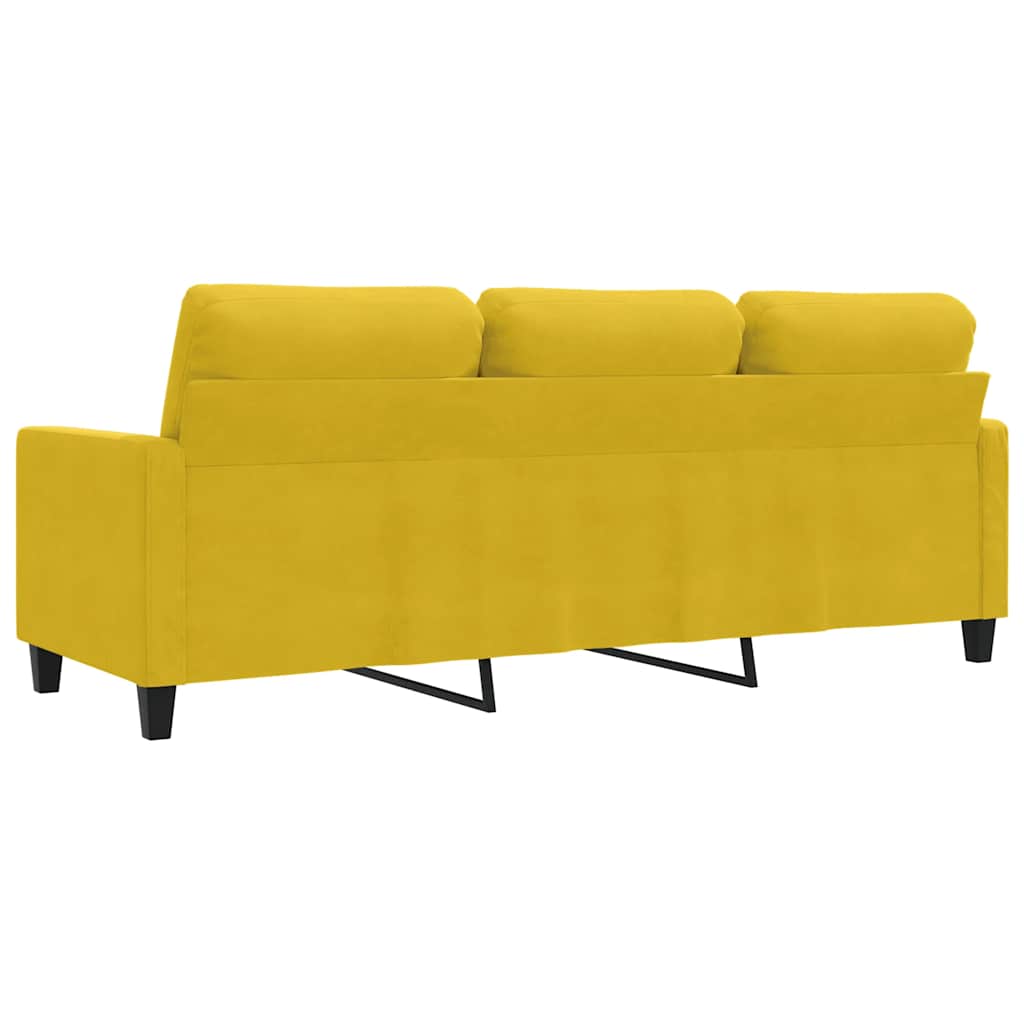 vidaXL Sofa 3-osobowa, żółty, 180 cm, tapicerowana aksamitem