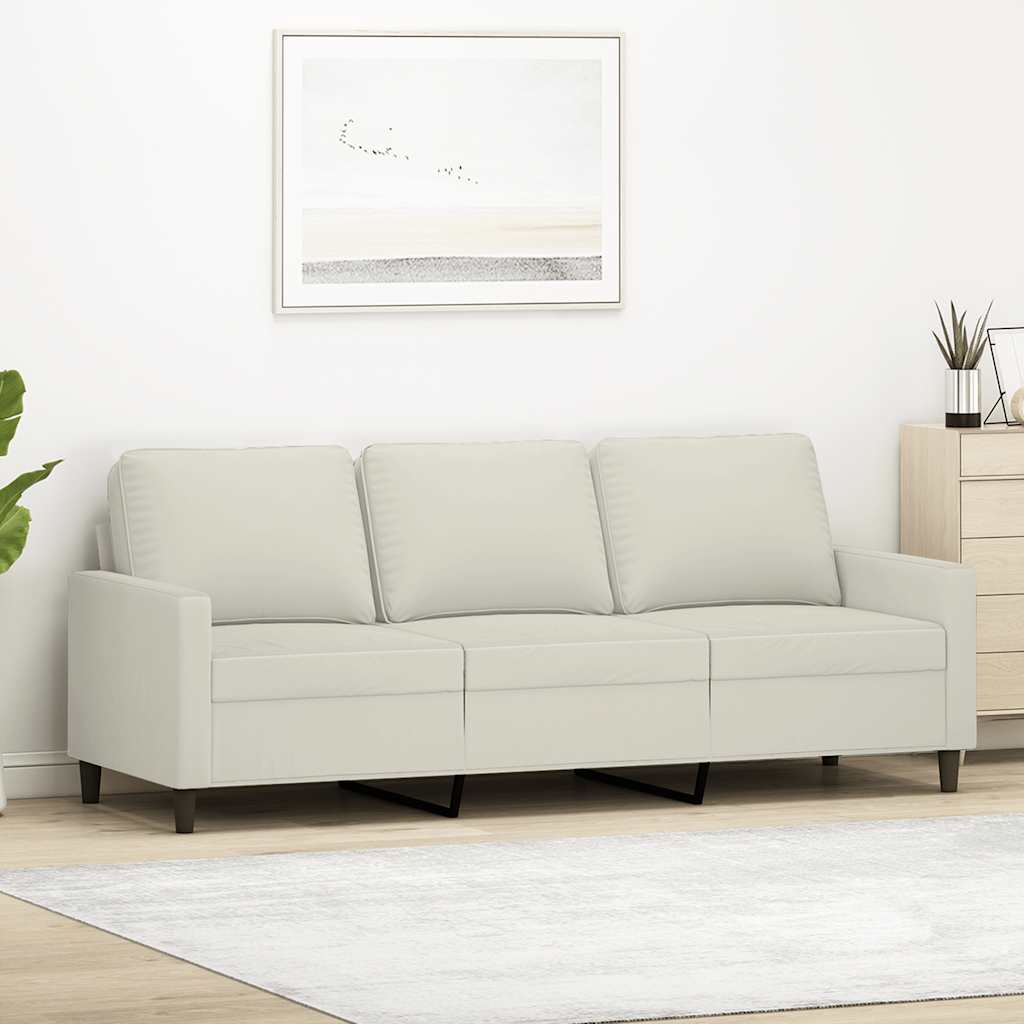 vidaXL Sofa 3-osobowa, kremowy, 180 cm, tapicerowana aksamitem