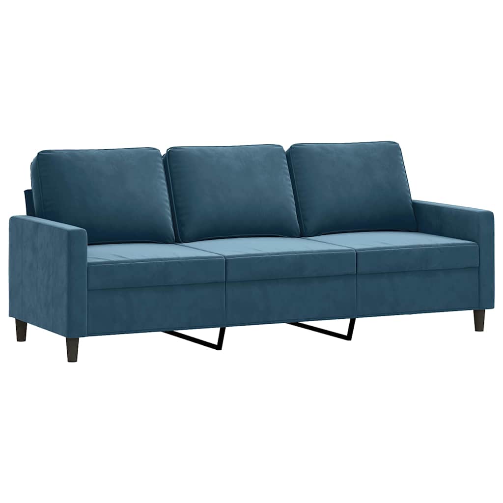vidaXL Sofa 3-osobowa, niebieski, 180 cm, tapicerowana aksamitem