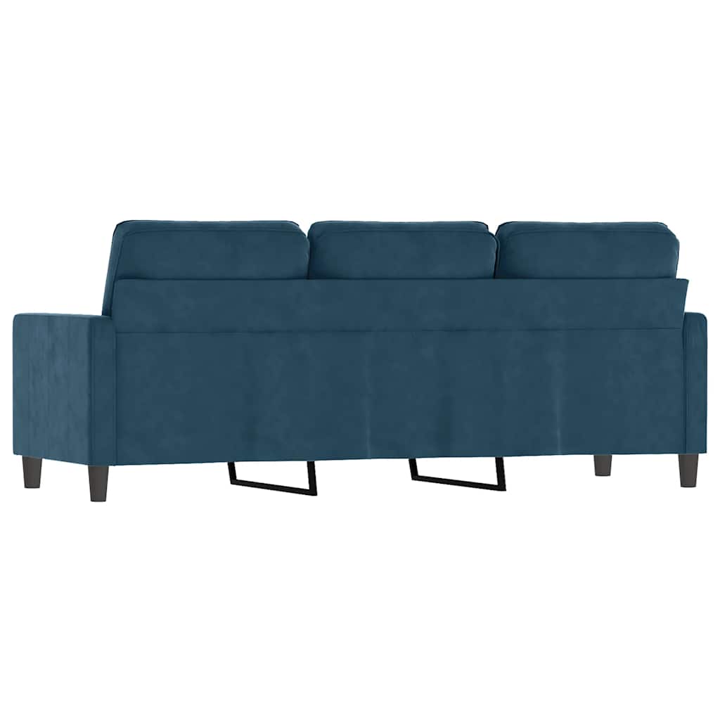 vidaXL Sofa 3-osobowa, niebieski, 180 cm, tapicerowana aksamitem