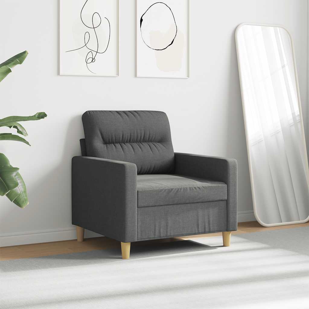 vidaXL Fotel, ciemnoszary, 60 cm, obity tkaniną