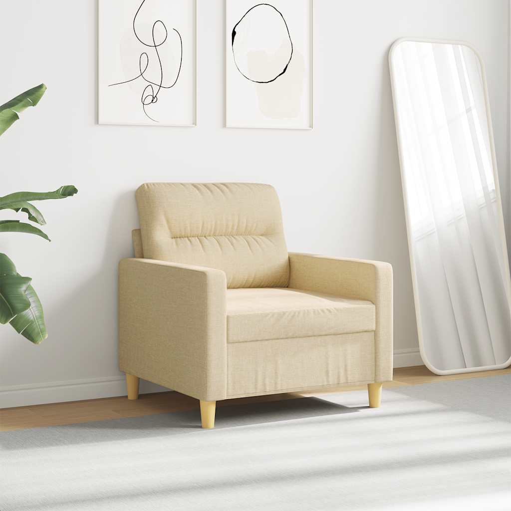 vidaXL Fotel, kremowy, 60 cm, obity tkaniną