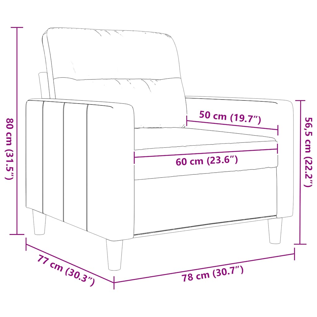 vidaXL Fotel, kremowy, 60 cm, obity tkaniną