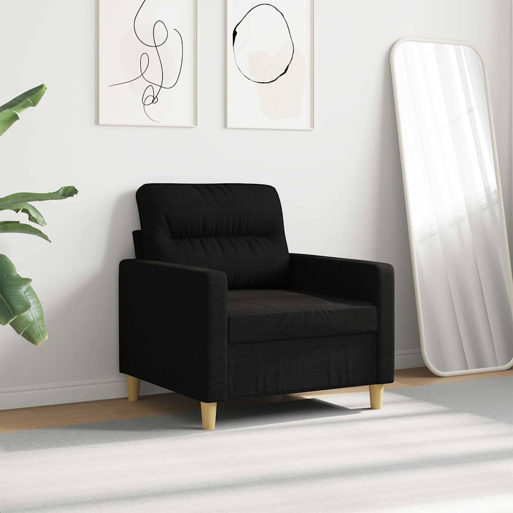vidaXL Fotel, czarny, 60 cm, obity tkaniną