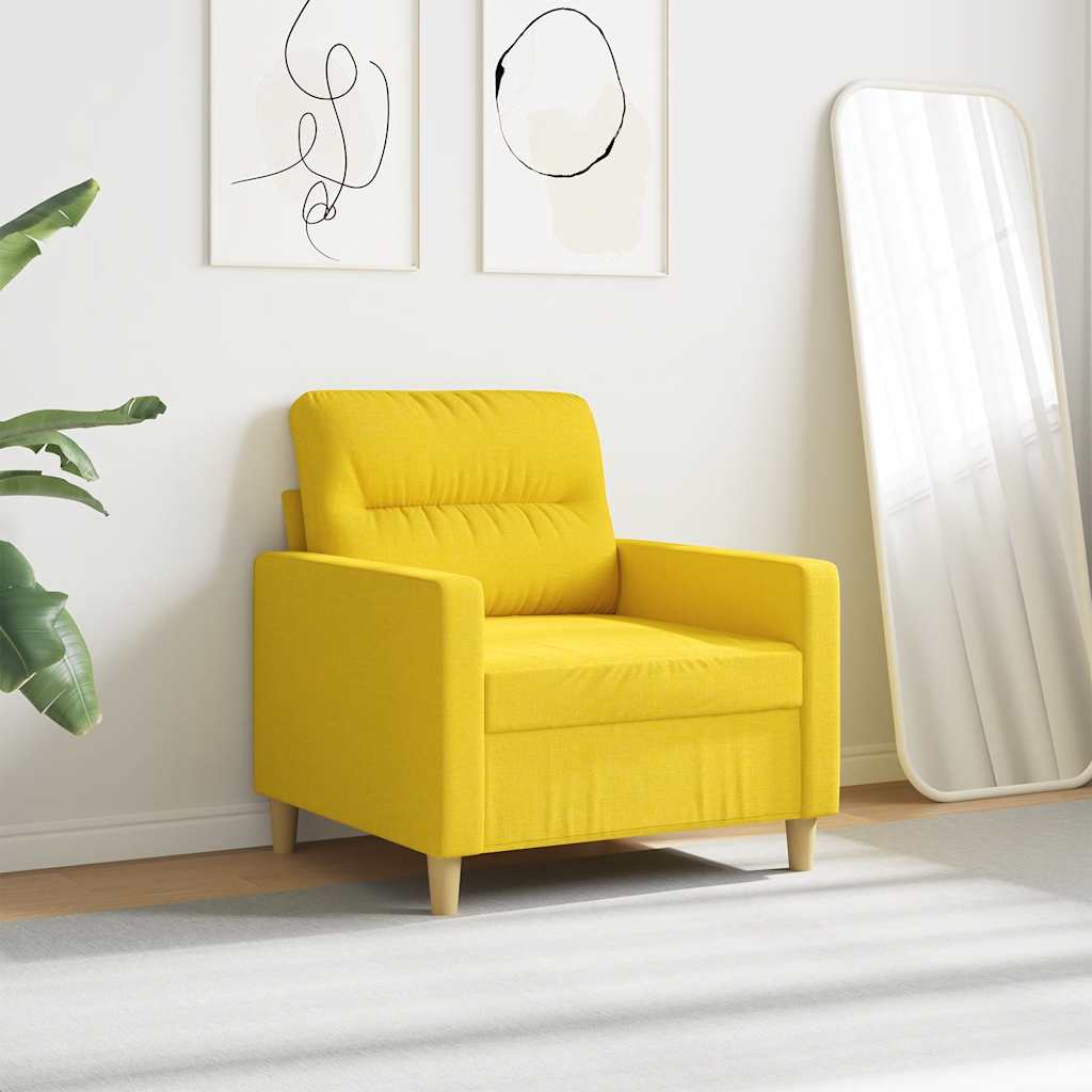 vidaXL Fotel, jasnożółty, 60 cm, obity tkaniną
