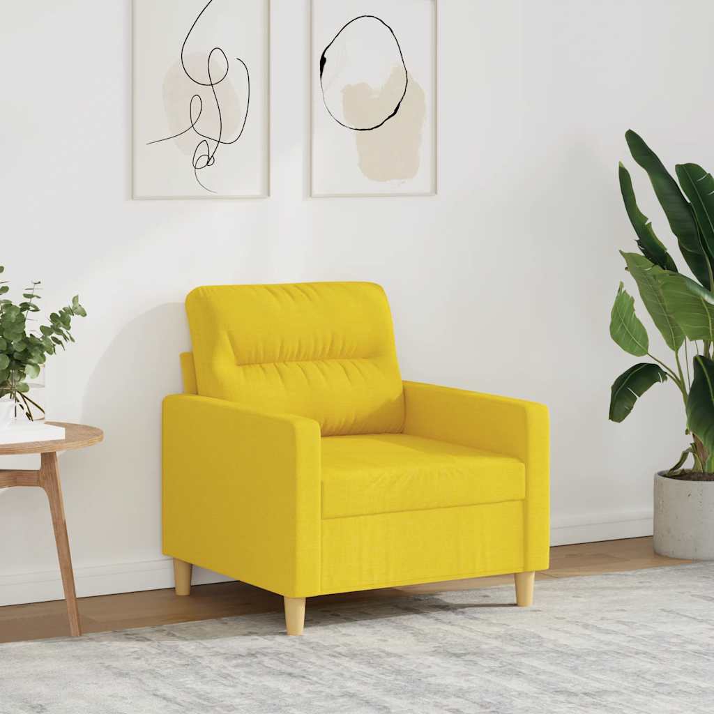 vidaXL Fotel, jasnożółty, 60 cm, obity tkaniną