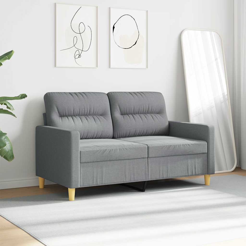 vidaXL Sofa 2-osobowa, jasnoszara, 120 cm, tapicerowana tkaniną