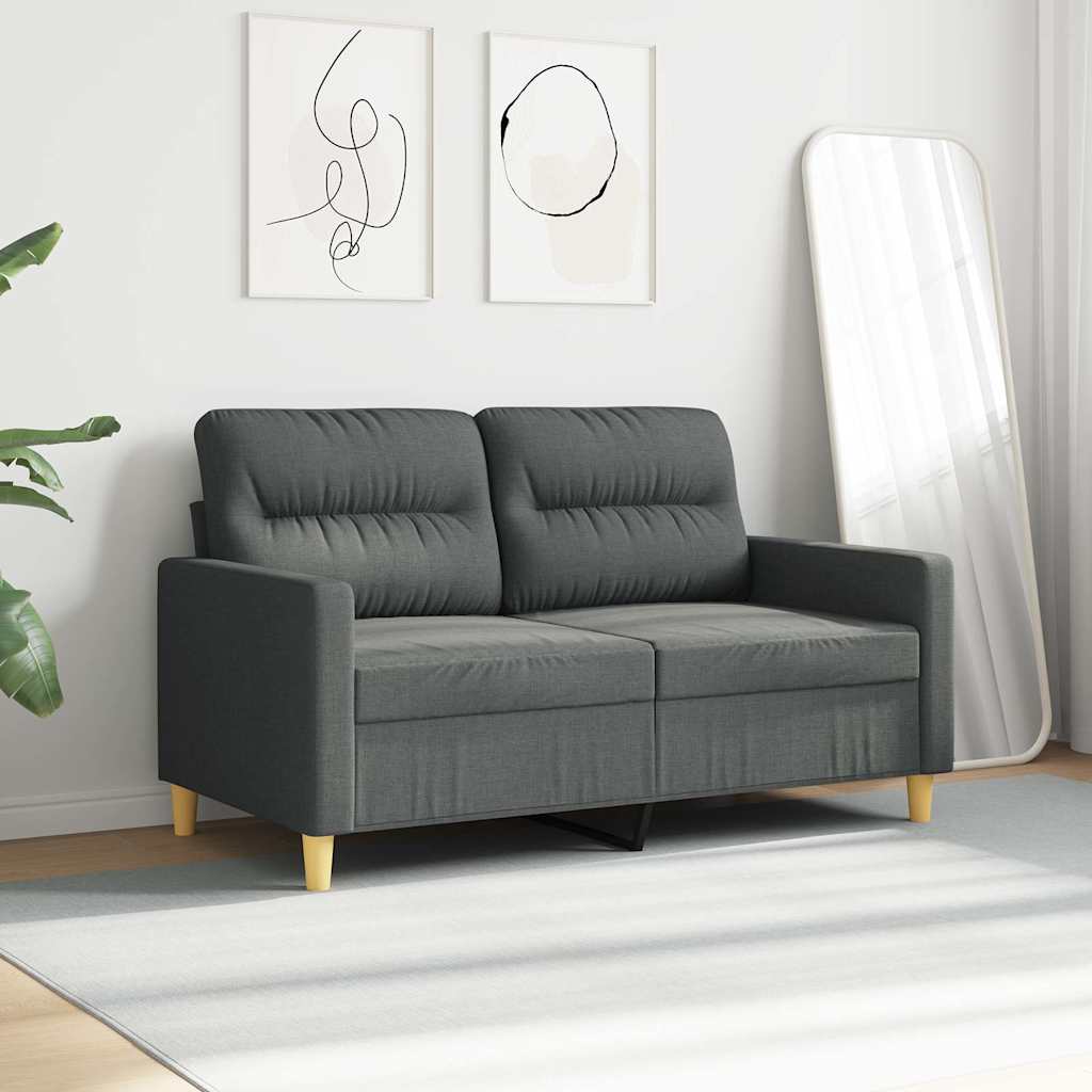 vidaXL Sofa 2-osobowa, ciemnoszara, 120 cm, tapicerowana tkaniną