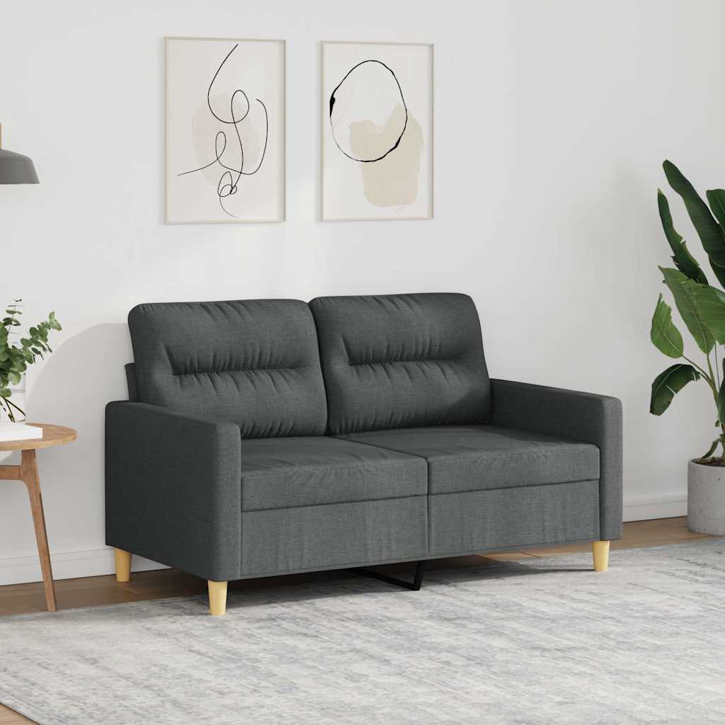 vidaXL Sofa 2-osobowa, ciemnoszara, 120 cm, tapicerowana tkaniną