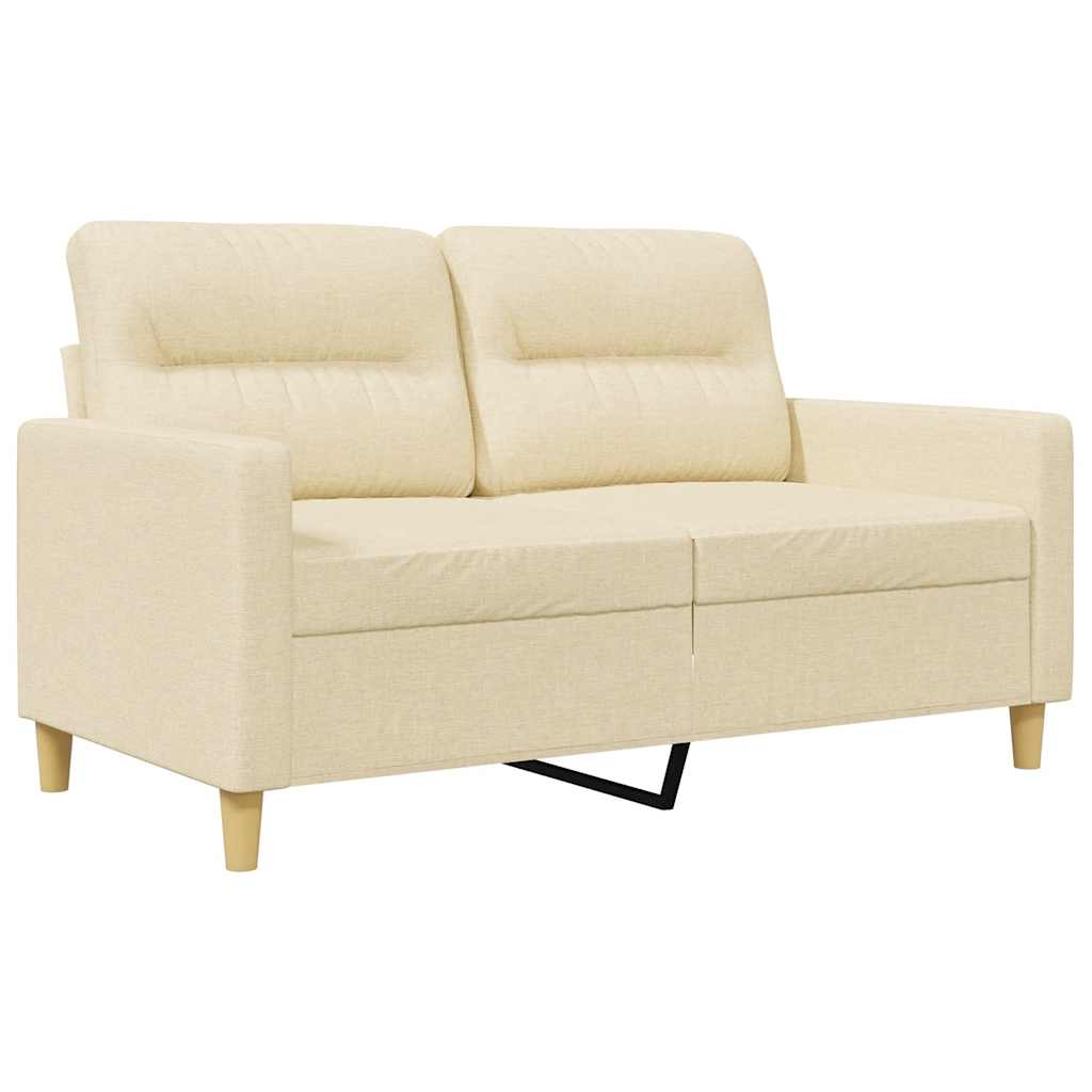 vidaXL 2-osobowa sofa, kremowa, 120 cm, tapicerowana tkaniną