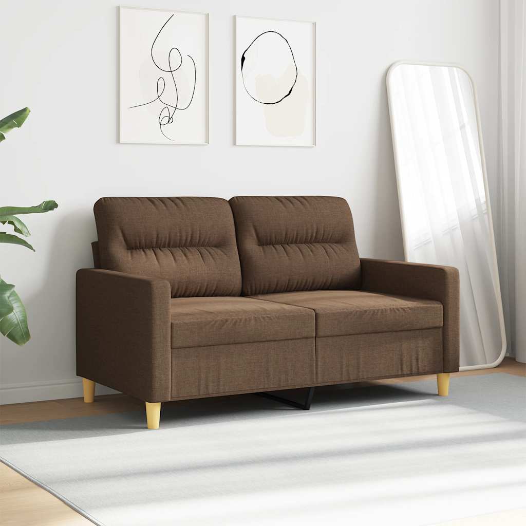vidaXL Sofa 2-osobowa, brązowa, 120 cm, tapicerowana tkaniną